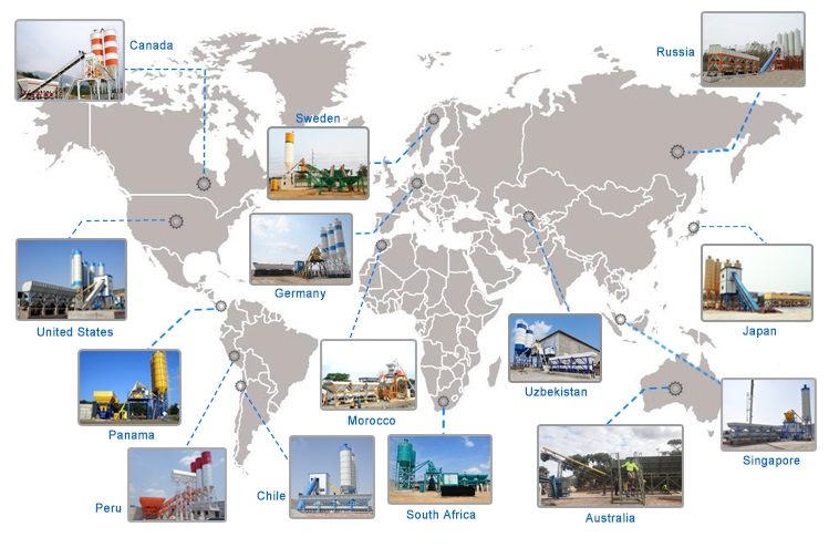 HZS50 50m3/h Twin Shaft Mixer Batching Plant with Block Vibrating Machine