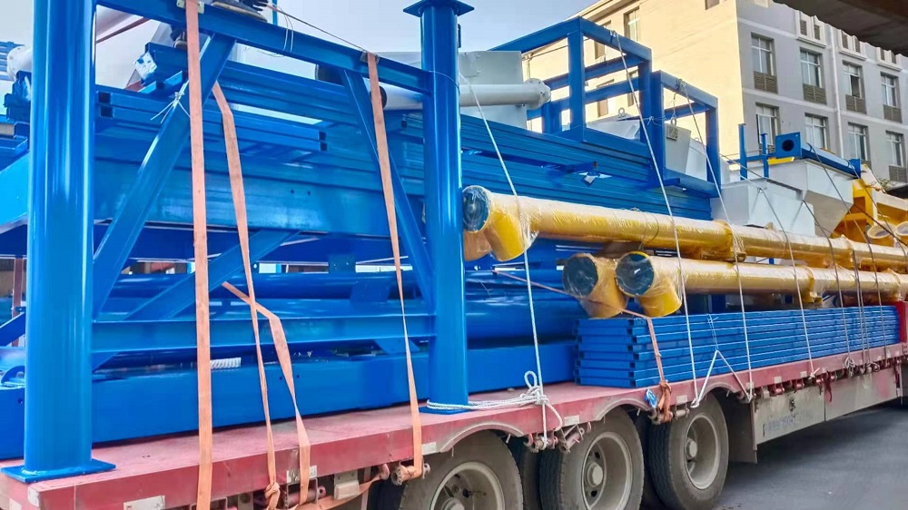 HZS50 50m3/h Twin Shaft Mixer Batching Plant with Block Vibrating Machine